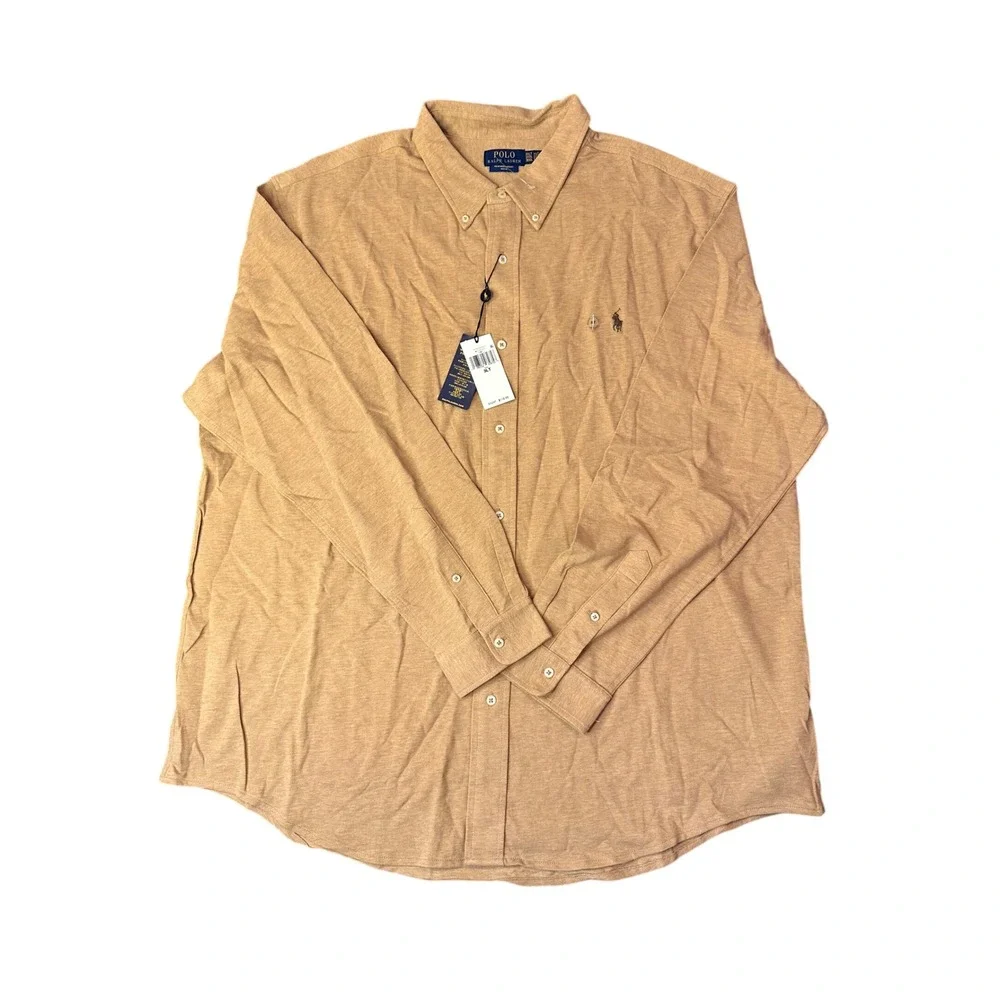 Polo Ralph Lauren Mens 3XLT Camel Featherweight Mesh Button Down Shirt NWT